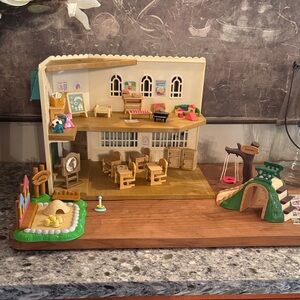 Calico Critters school and school bus.